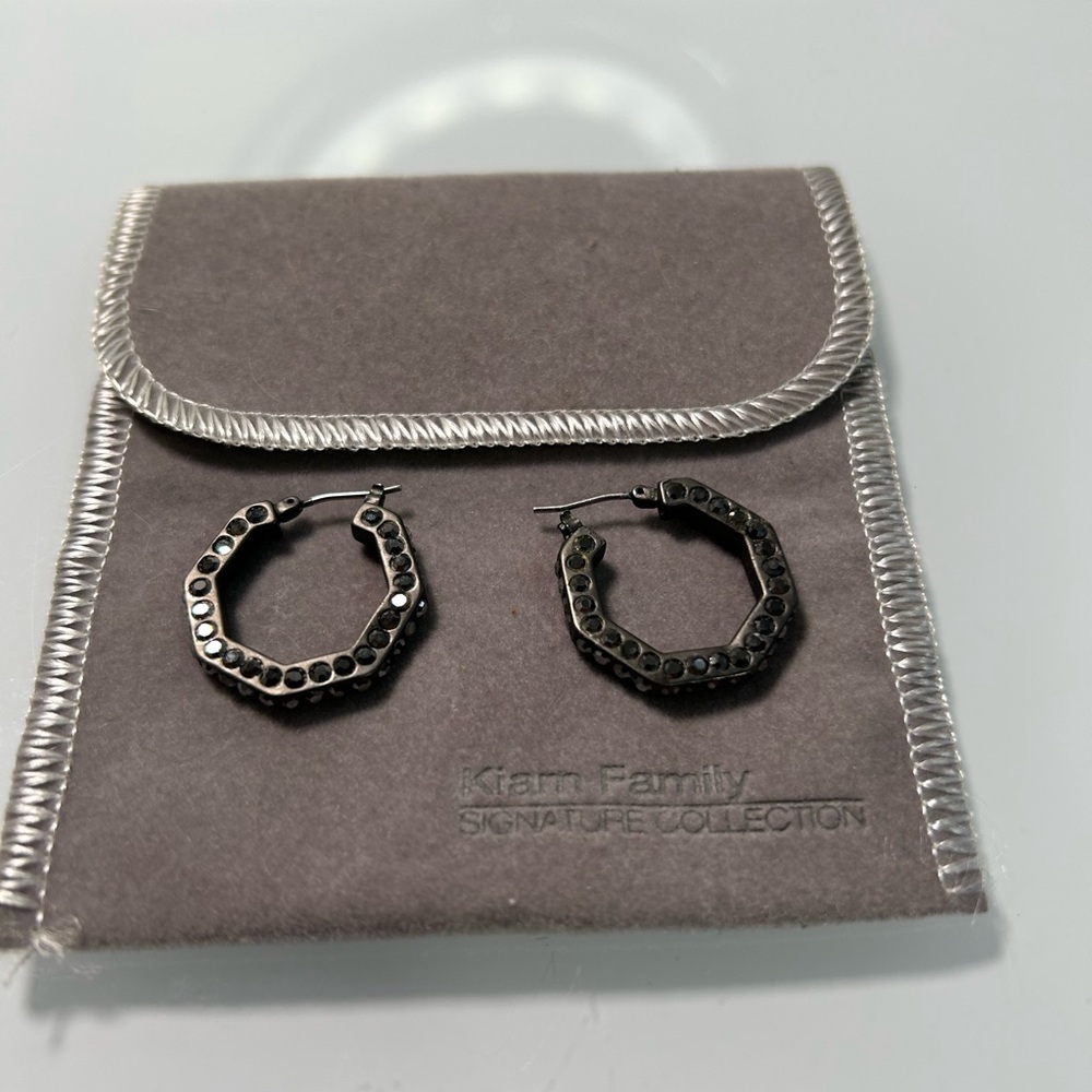 Lia Sophia Kiam Family Signature Collection black hematite Hoop Earrings